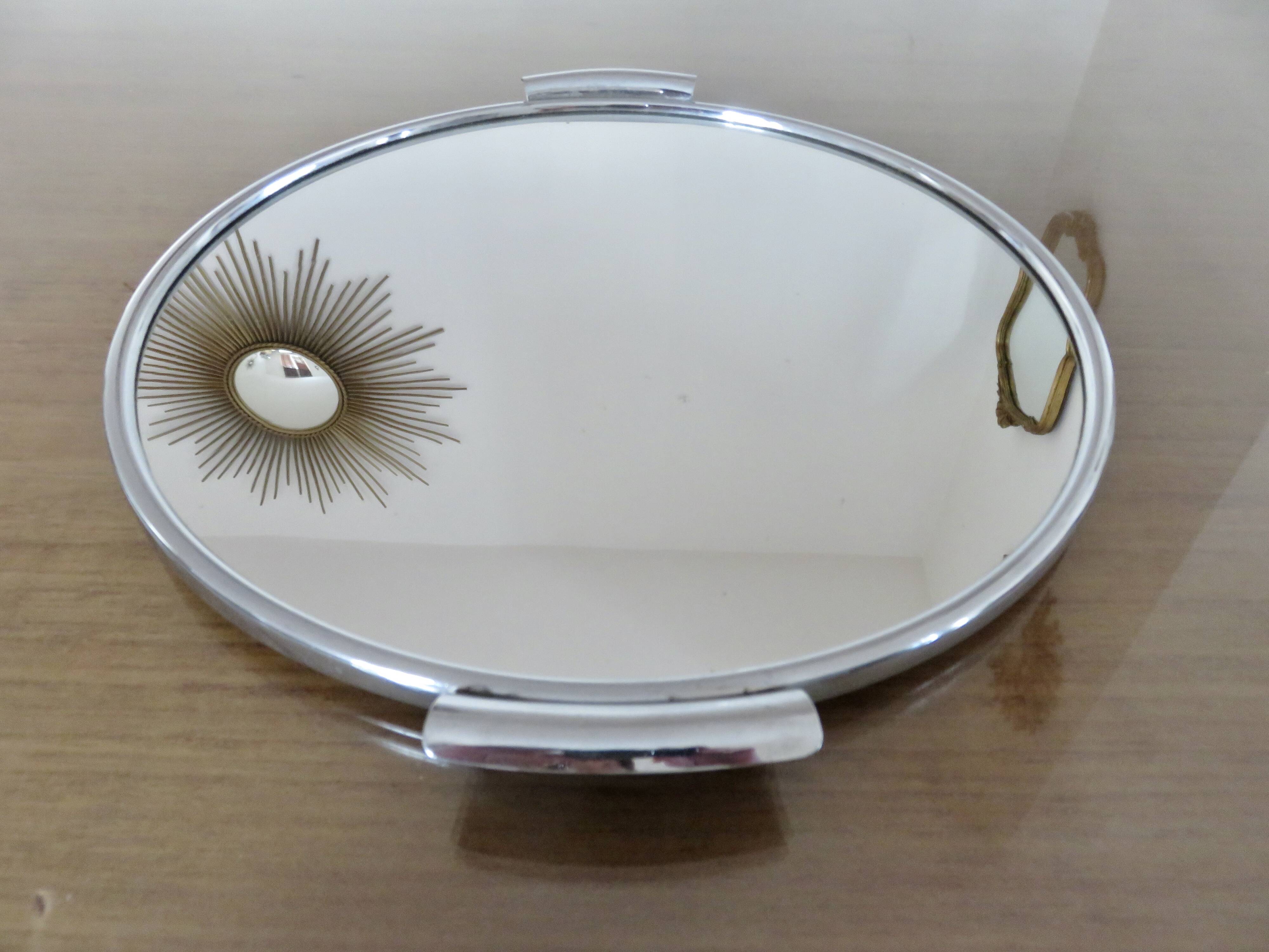 Chrome-plated brass mirror tray, 1950s