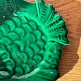 Assiette vintage verte poisson lunetta vallauris
