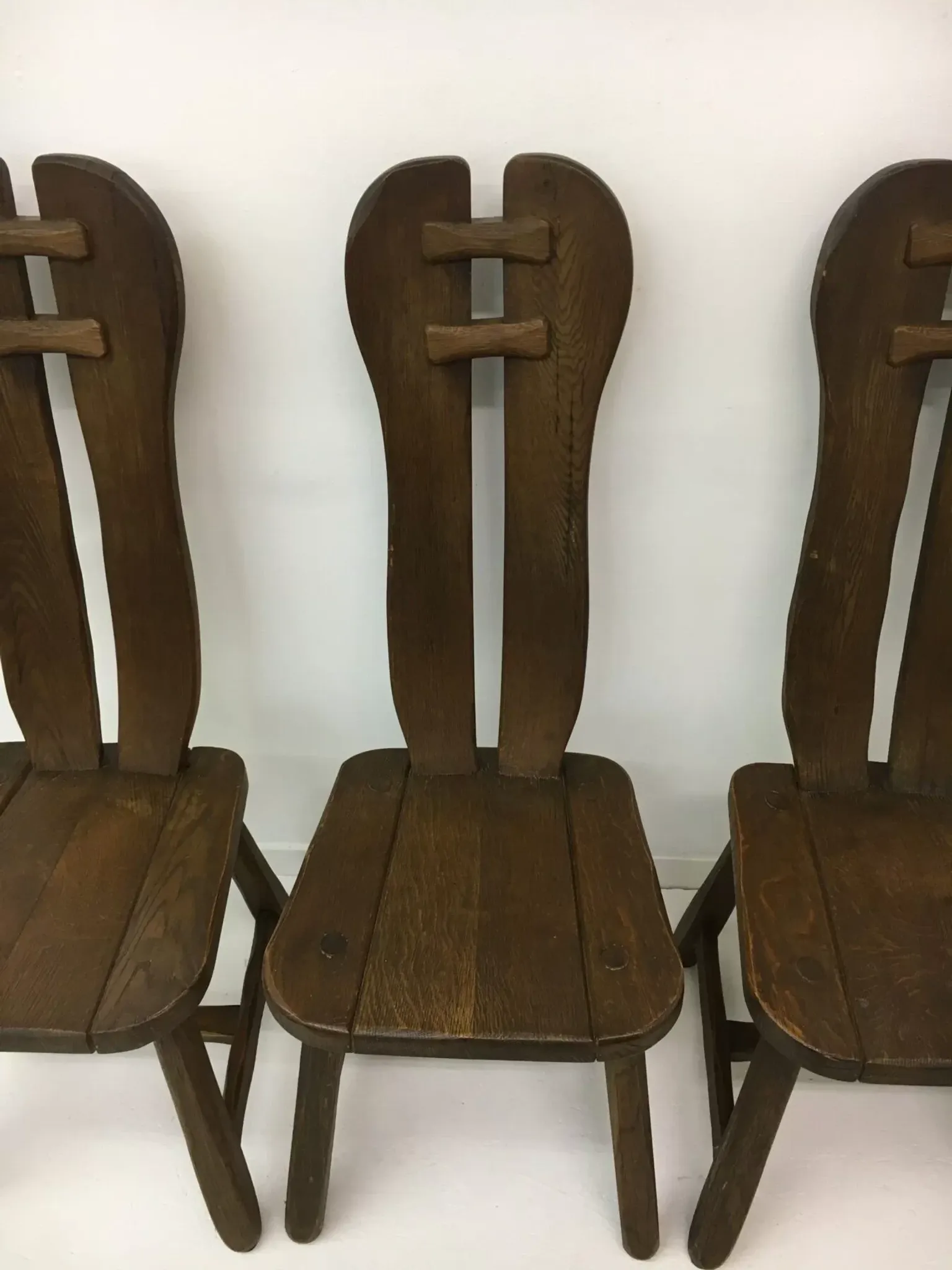 Set of 4 Belgian brutalist dining chairs from De Puydt, 1970s