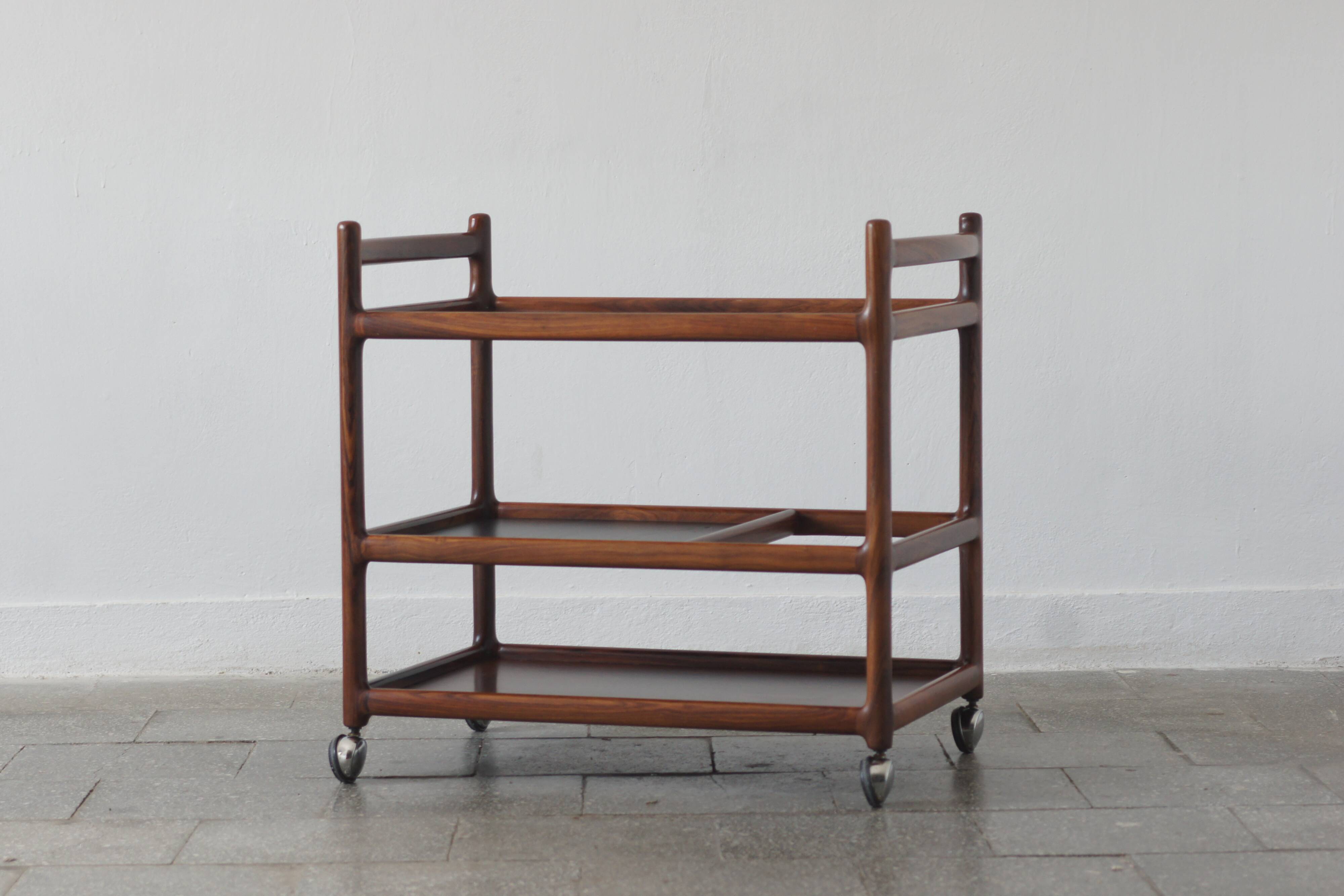 Mid-Century Modern Danish Serving Trolley in Rosewood by Henning Korch for