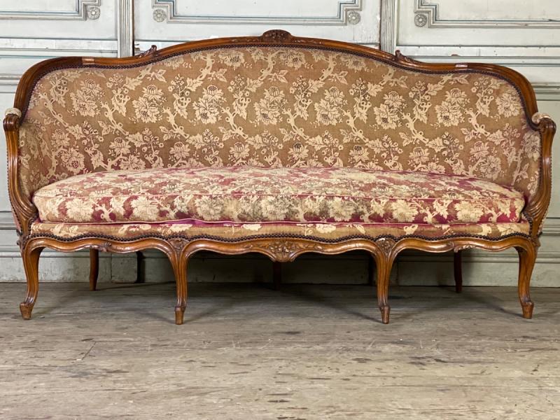 Louis XV Bench In Carved Beech And Moulded Corbeille File, 18th Century