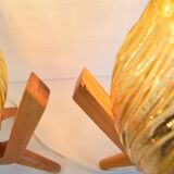 Pair of mid-century Wooden Design Table Lamps, by Dřevo Humpolec, 1970's.
