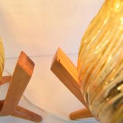 Pair of mid-century Wooden Design Table Lamps, by Dřevo Humpolec, 1970's.