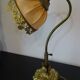 Bronze swan neck lamp, silk shade.