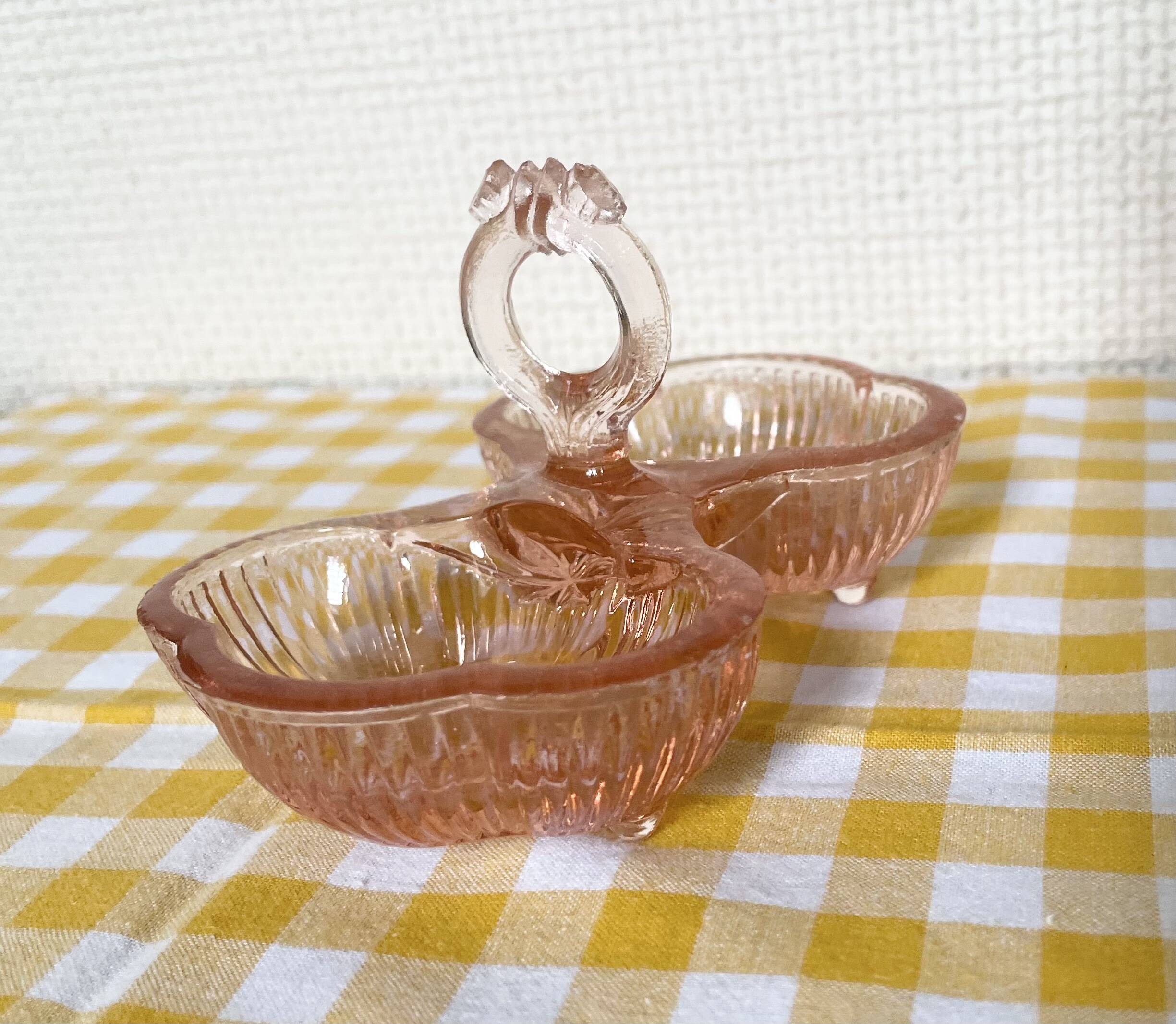 Pink molded double glass salt shaker