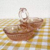 Pink molded double glass salt shaker