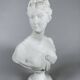 White Marble Sculpture Bust of Diana After Houdon (1741-1828) 19th Century