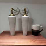 Pair of white and gold wall sconces