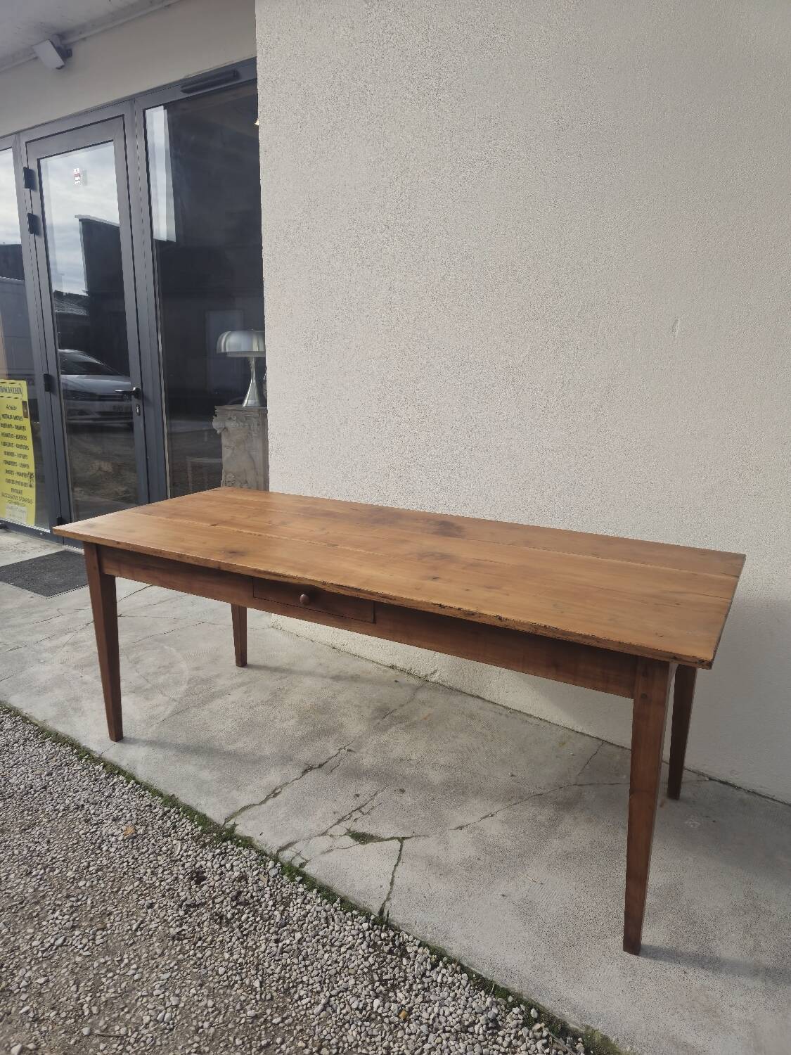 Rustic farmhouse table in solid cherry wood 19th century - 1m91.5