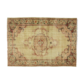 Anatolian handmade vintage rug 253 cm x 181 cm