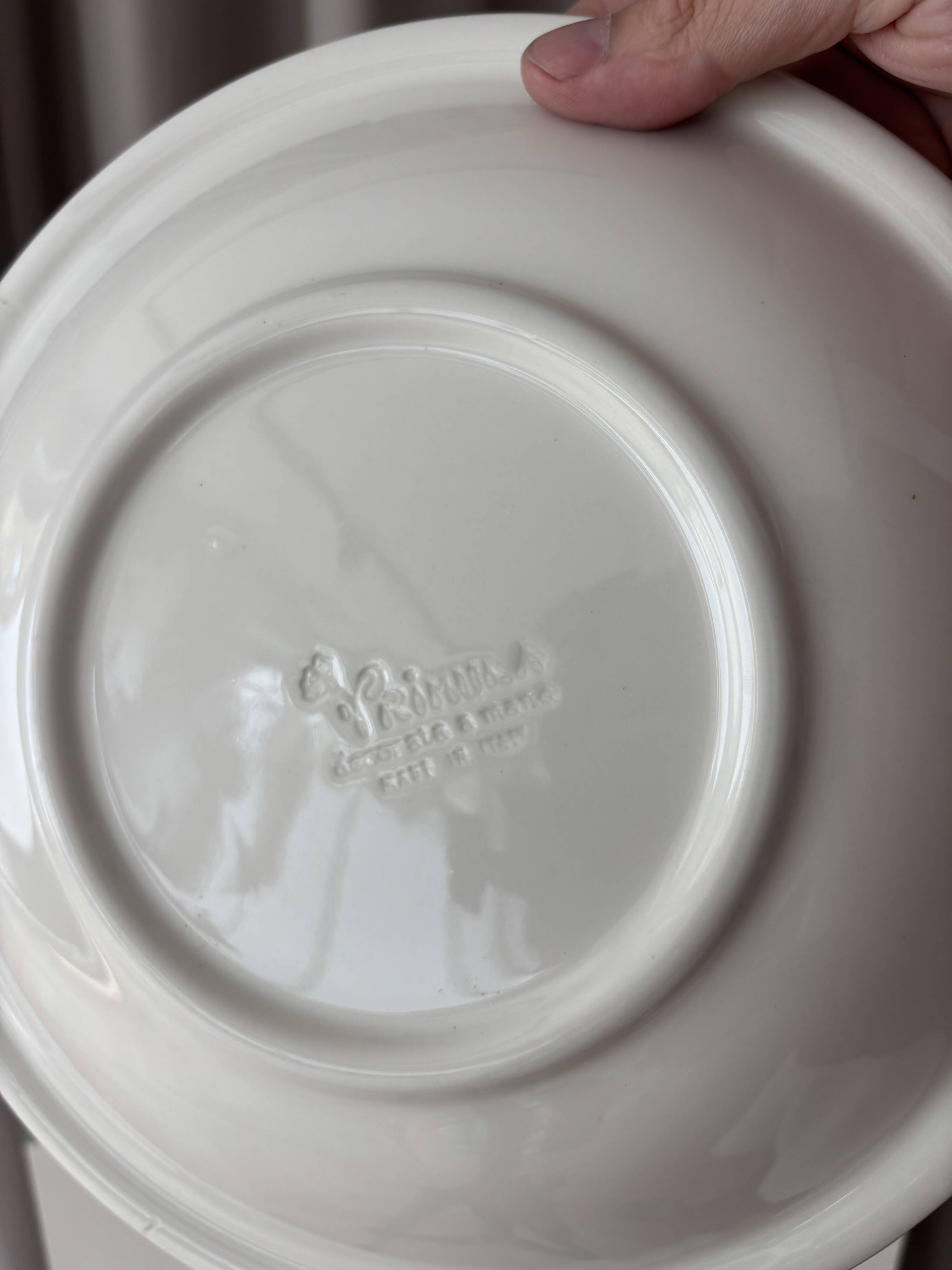 Set of 4 Vintage Primula Dinner Plates – Made in Italy – White Ceramic with