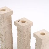 Set of 3 Marble Art Marta travertine column candle holders