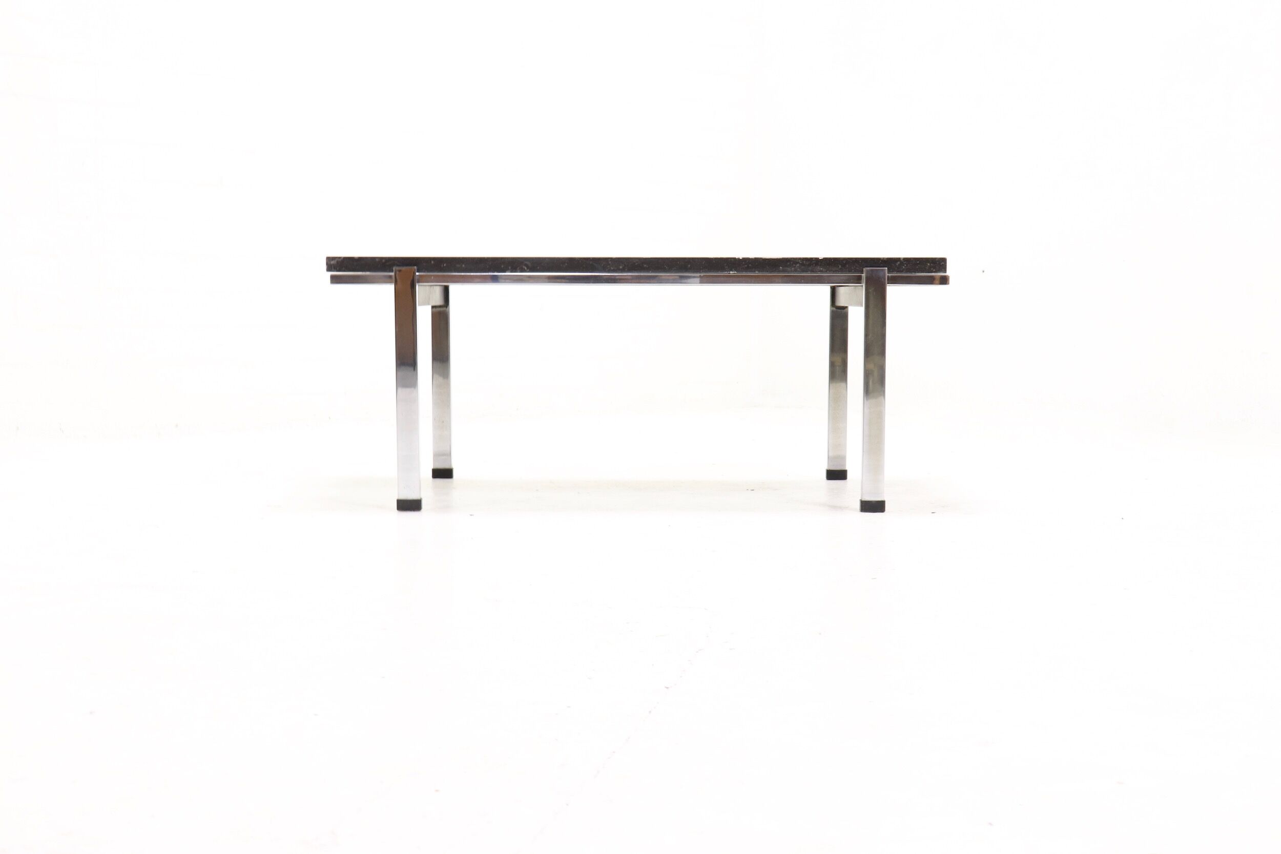 Mid century grey limestone and chrome coffee table 1960