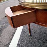 Table basse bouillotte ancienne plateau marbre style louis xvi