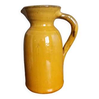 Mustard yellow Provencal pottery pitcher