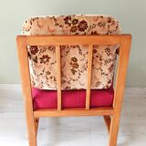 Vintage solid wood armchair and footstool