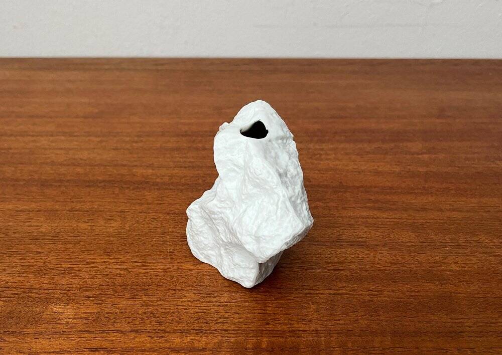 Vintage white porcelain rock vase from KPM Royal Porcelain, 1970s.