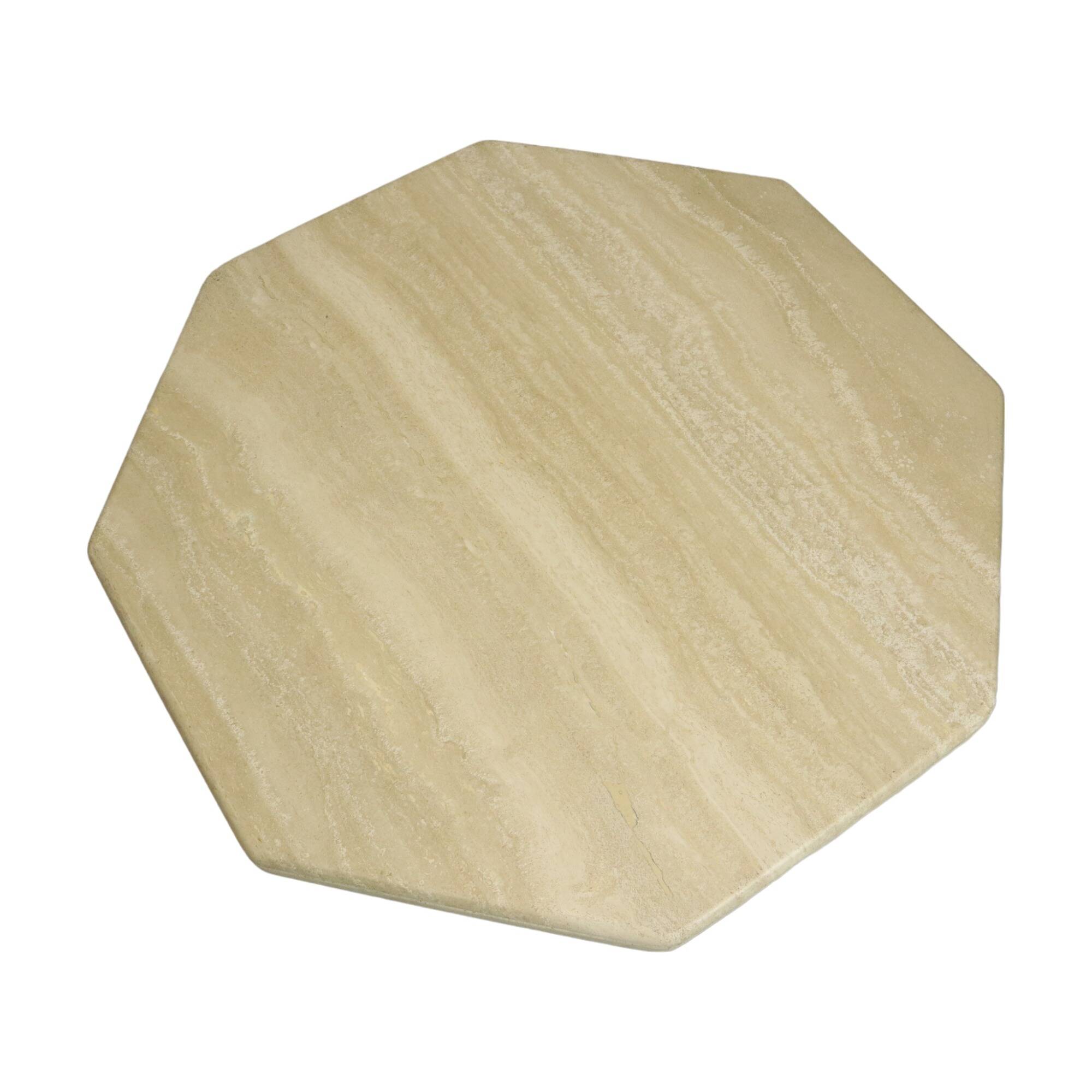 Vintage Octagonal Travertine Coffee Table 1970s Italian Design