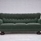 1960s, Danish 3-seater sofa, green furniture wool, oak wood.