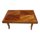 Antique solid walnut table with marquetry and extensions.