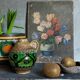 Table oil on cardboard the tulips hatched 30s