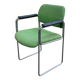 Scandinavian office chair in green fabric and curved steel
