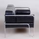 Restored black bauhaus sofa, high-quality leather, chrome-plated steel, 1930s
