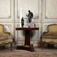 Empire style pedestal table in mahogany, gilt bronze, grey Saint Anne marble top, circa 1800