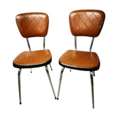 Pair of chrome and skai chairs