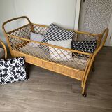 Vintage rattan bed for baby child