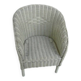 Fauteuil enfant en rotin blanc  vintage