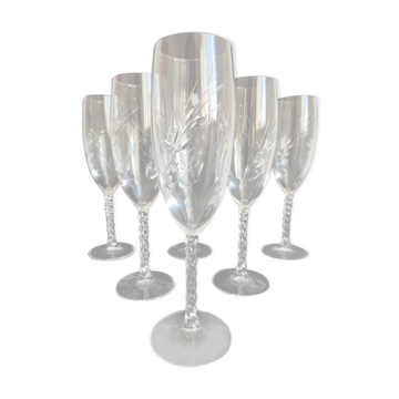 Flutes and cut crystal glasses