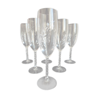 Flutes and cut crystal glasses