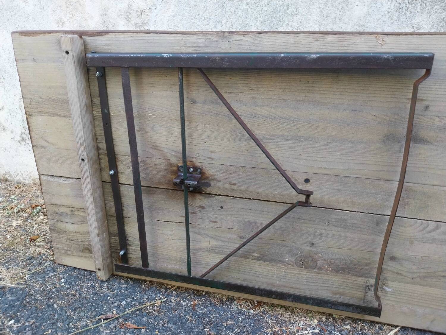 Folding wooden and metal table