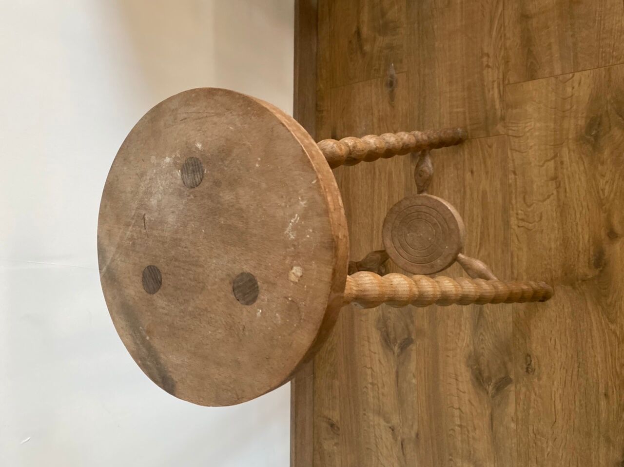 High tripod wooden stool