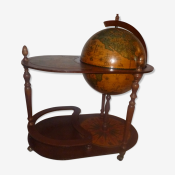 Desserte bar mappemonde globe terrestre  roulette vintage