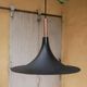 Vintage tulip hanging lamp in black metal and copper