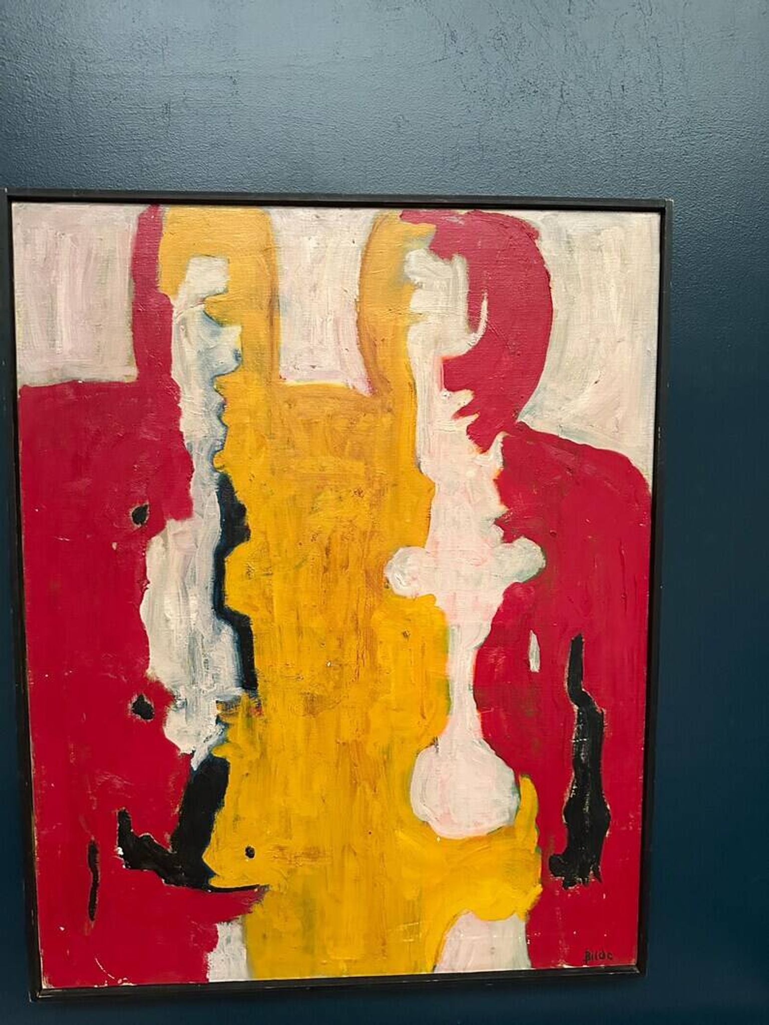 Large original Danish oil painting - "The Couple" by Max Bilde (1919-2011) - Signed 1968 - Framed - 94 × 75 cm (37" × 29.5")