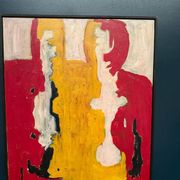 Large original Danish oil painting - "The Couple" by Max Bilde (1919-2011) - Signed 1968 - Framed - 94 × 75 cm (37" × 29.5")