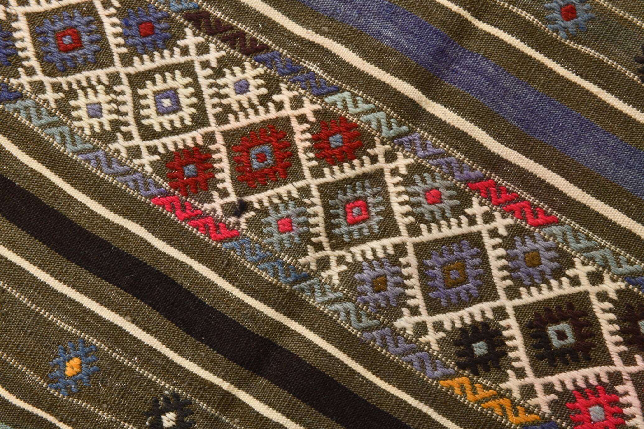 Turkish Colorful Persian Kilim Rug, Wool Area Rug, 141x240