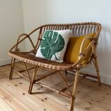 Vintage rattan bench