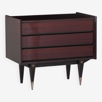 Varnished rosewood chest of drawers with 3 drawers from the 60s