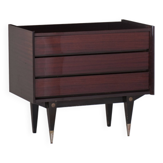 Varnished rosewood chest of drawers with 3 drawers from the 60s