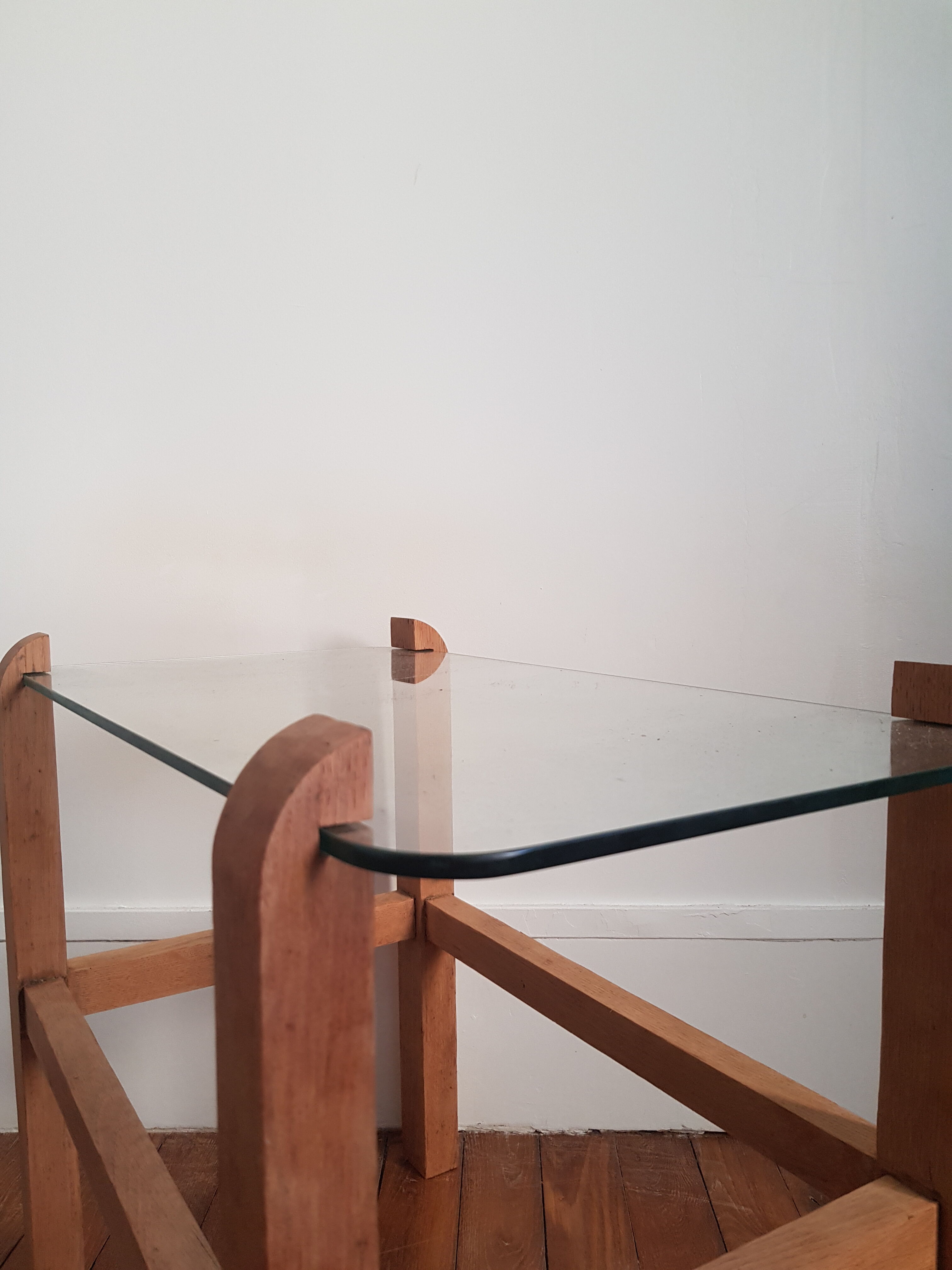 Wood and glass coffee table