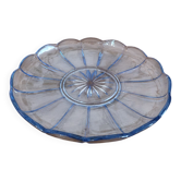 Plateau en verre bleu rond