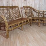 Vintage rattan corner sofa