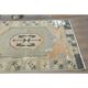 1970s Turkish Oushak Handmade Wool Cotton Green Runner Rug 112x574