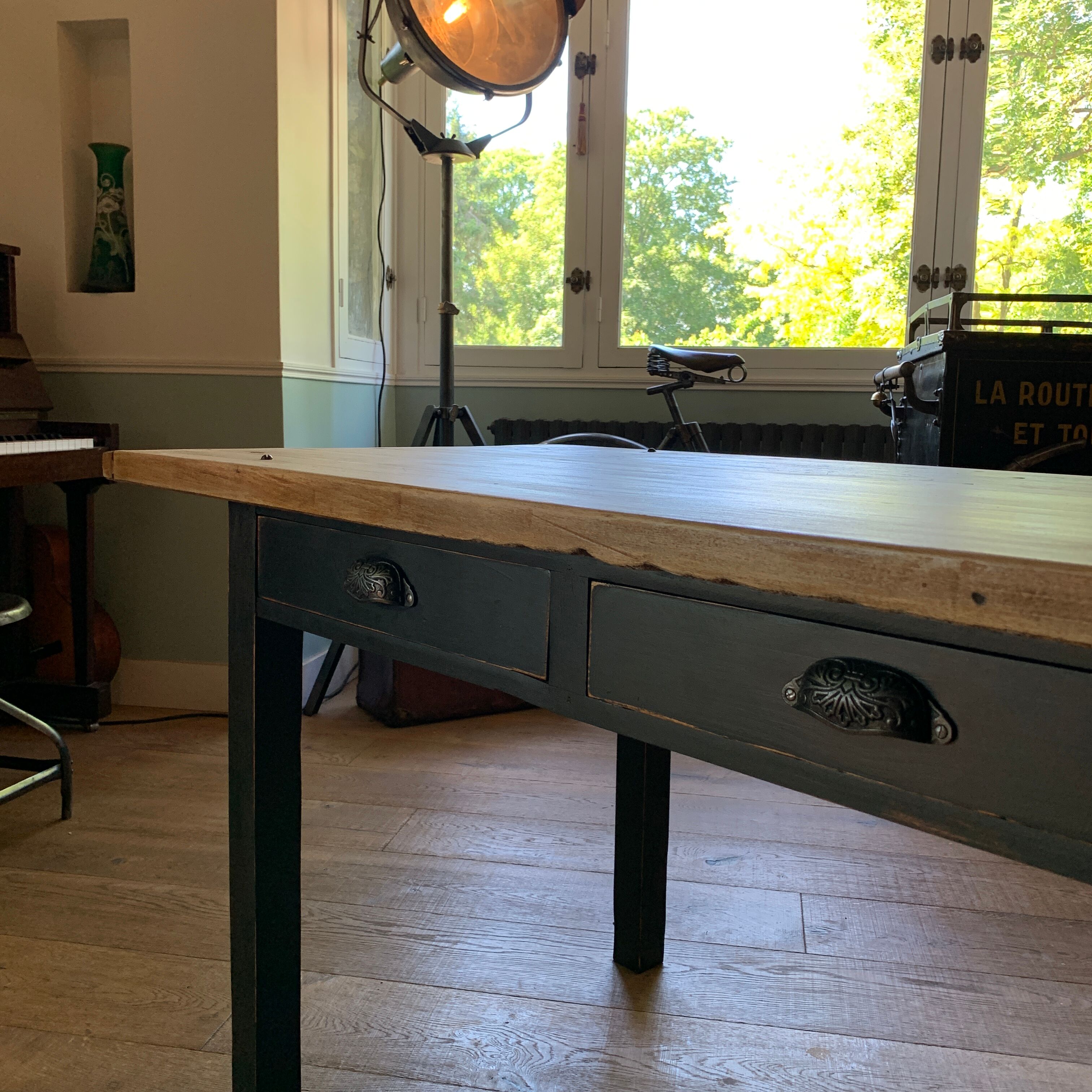 Old farm table with drawers
