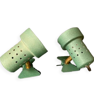 Spots clip années 50 en métal vert bouteille