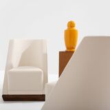 Louis Sognot pair of modernist armchairs in walnut and alpaca, 1927